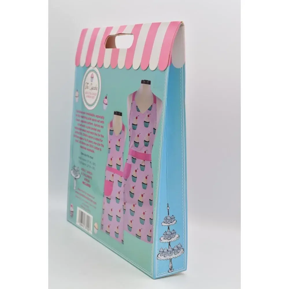 Adult & Child Apron Set Cotton Pink Cupcakes 2 Aprons Handstand Kitchen NEW